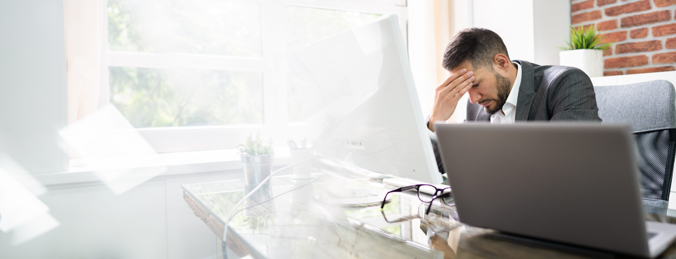 Stressed Man With Migraine And Headache